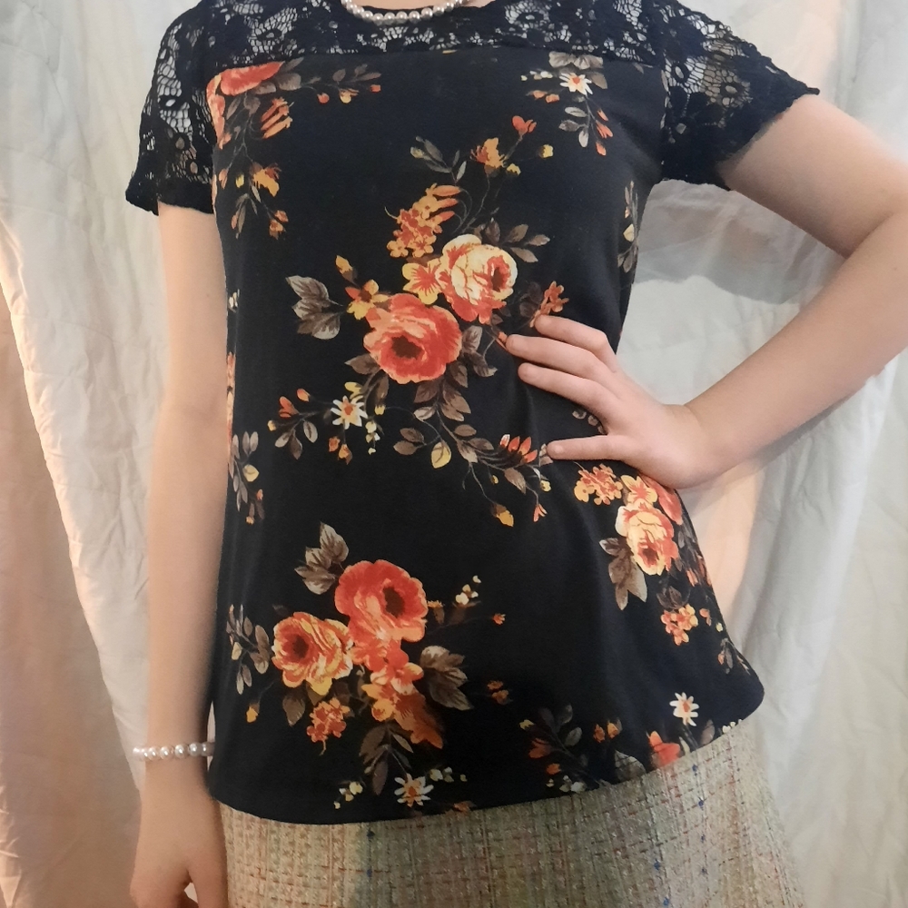Bobbie Brooks black lacy shirt